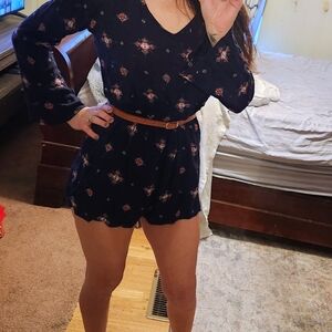Navy Blue Floral Mudd Romper